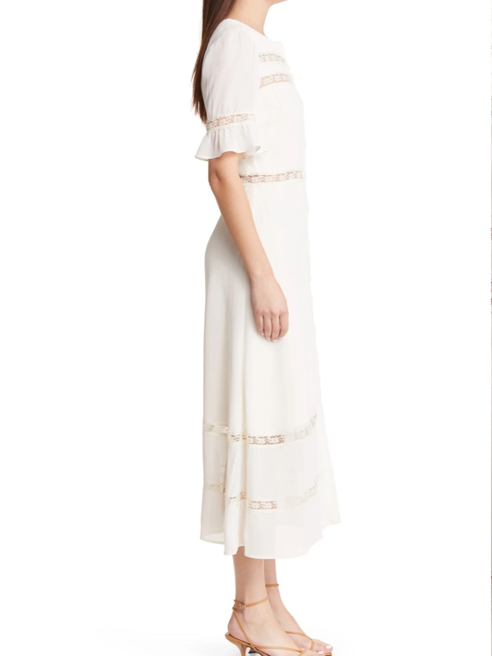 Reformation Cream Lace-Trim Button Front Dress - Picture 4 of 16